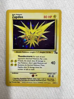 1999 Pokemon Fossil Zapdos Holo 15/62 Free Shipping - Image 1