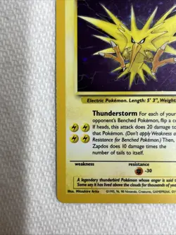 1999 Pokemon Fossil Zapdos Holo 15/62 Free Shipping - Image 3