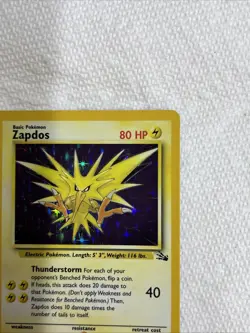 1999 Pokemon Fossil Zapdos Holo 15/62 Free Shipping - Image 5