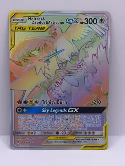 Moltres & Zapdos & Articuno GX 69/68 Rare Rainbow Hidden Fates Pokemon Near Mint - Image 1