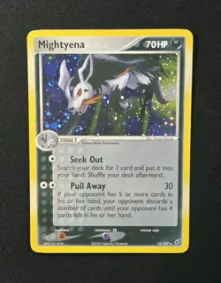 Mightyena 12/107 Swirl Holo Rare Pokemon EX Deoxys 2005 TCG - Image 1
