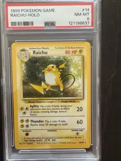 Pokemon Raichu 14/102 Base Set Holo Rare English 1999 Trading Card - Image 1