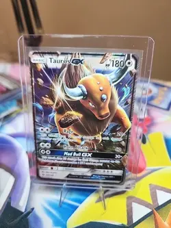 Pokemon Card Tauros GX 100/149 Sun & Moon Base Holo Ultra Rare NM - Image 1