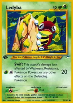 1x Ledyba - 71/105 - Common - 1st Edition Lightly Played Pokemon G2 - Neo Destin - Image 1