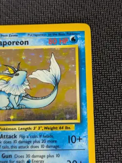 Pokemon TCG Vaporeon Holo Rare Card 12/64 Jungle No Symbol Error, LP Condition - Image 4