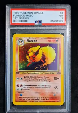 1999 POKEMON JUNGLE 1ST ED #3 FLAREON-HOLO PSA 7 - Image 1
