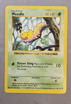 Weedle SHADOWLESS - 69/102 Base Set Pokemon Card - LP - Image 1