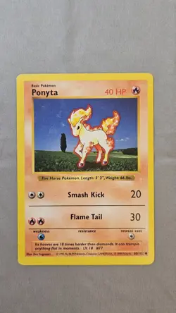 Pokemon TCG PONYTA Card 60/102 Common SHADOWLESS WOTC LP Base Set - Image 1