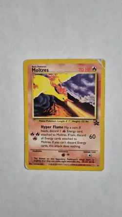 Pokemon TCG Moltres 21 Black Star Promo Card 2000 Movie Promo - Image 1