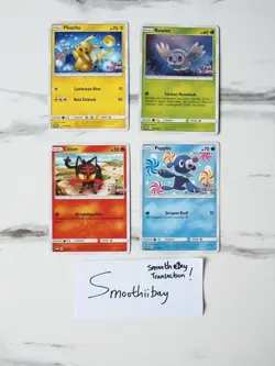 Pikachu Toys Kingdom Promo Litten Rowlet Popplio Pokemon Card Indonesia NM-MINT - Image 1