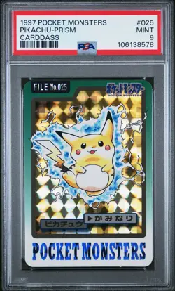 Pikachu Pokemon 1997 Prism Carddass Japanese #025 PSA 9 - Image 1