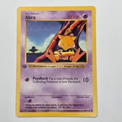 Near Mint | 1st Edition Base Set Shadowless | Abra 43/102 | Pokemon Card - Image 1