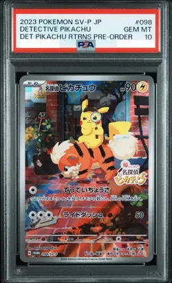 PSA 10 DETECTIVE PIKACHU 2023 POKEMON JAPANESE SV-P PROMO #098 Japan Exclusive - Image 1