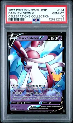 2021 POKEMON SWSH BLACK STAR PROMO CELEBRATIONS COLL #134 DARK SYLVEON V PSA 10 - Image 1