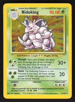 Nidoking 11/102 Holo Pokemon TCG Base Set MP - Image 1