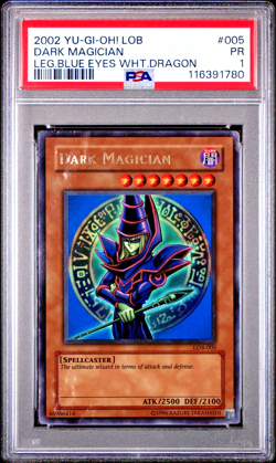 PSA 1 Dark Magician LOB-005 Ultra Rare 2002 Yugioh Legend Blue-Eyes White Dragon - Image 1