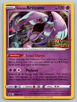 Pokemon Galarian Articuno Evolving Skies Prerelease Black Star Promo SWSH123 - Image 1