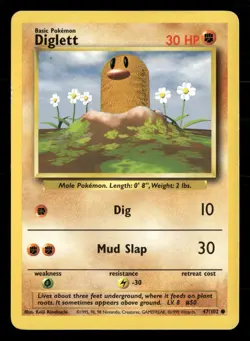 Diglett 71/130 Common Base Set 2 Pokemon Moderately Played - Image 1