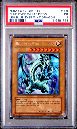 PSA 1 Blue-Eyes White Dragon LOB-001 Ultra Rare 2002 Yugioh Legend Of Blue-Eyes - Image 1