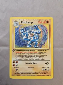 Pokemon Machamp Base Set 8/102 Holo 1st Edition HP - Image 1