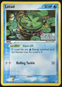 Lotad 55/100 Reverse Holo Pokemon Crystal Guardians Stamped LP - Image 1