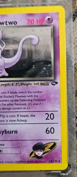 Pokemon TCG Rockets Mewtwo Gym Challenge Holo Card 14/132. W/ Swirl 💫. LP 👀 - Image 2