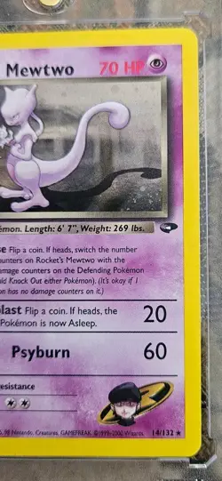 Pokemon TCG Rockets Mewtwo Gym Challenge Holo Card 14/132. W/ Swirl 💫. LP 👀 - Image 5