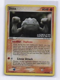Ditto Geodude 62/113 Stamped Delta Species Pokemon Reverse Holo Lightly Played - Image 1