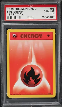 1999 Pokemon Card Base Set 1st Edition Fire Energy #98 PSA 10 English - Image 1