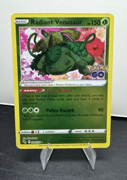 Pokemon TCG Radiant Venusaur Radiant Rare Holo Pokemon GO 004/078 150 HP EN - Image 1