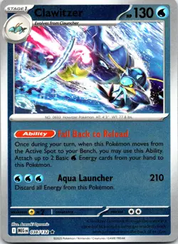 Pokemon Clawitzer ME01: Mega Evolution MEG REVERSE HOLO 038/132 NM TCG - Image 1