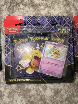 Pokemon TCG Paldean Fates Tech Sticker Collection 3 Pack Blisters X 5 - Image 2