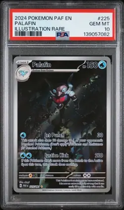 2024 Pokemon PAF EN Palafin PSA 10 GEM ILLUSTRATION RARE FULL ART 225/091 - Image 1