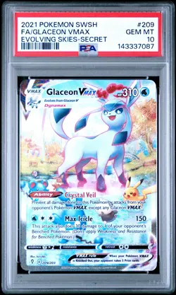 2021 POKEMON SWORD & SHIELD EVOLVING SKIES SECRET FULL ART/GLACEON VMAX PSA 10 - Image 1