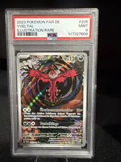 YVELTAL ILLUSTRATION RARE POKEMON GERMAN PAR DE-PARADOX RIFT 2023 205 PSA 9 - Image 1