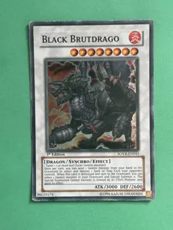 2009 Yu-Gi-Oh! Black Brutdrago 1st Edition SOVR-EN043 Super Rare VG - Image 1