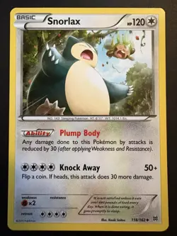 Snorlax 118/162 Uncommon Pokemon XY Break Through Card Pokemon TCG LP - Image 1