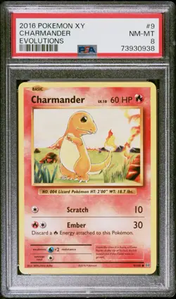 2016 Pokemon XY Charmander - Evolutions PSA Graded 8 #9 Mint Free Shipping - Image 1