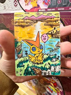 Victini 208 Sv: Scarlet & Violet Promo Pokemon Tcg Card Holo 1/1 hand draw ✍ - Image 1