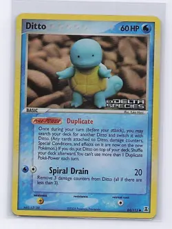 Ditto Squirtle 64/113 Delta Species Pokemon Reverse Holo Moderately Played - Image 1