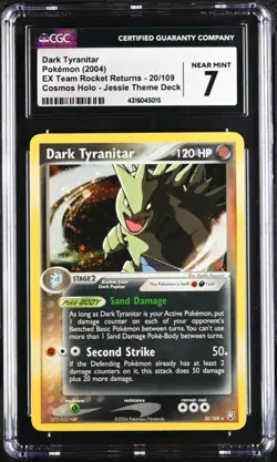 CGC 7 Dark Tyranitar Holo EX Team Rocket Returns 20/109 Jessie Deck Pokemon Card - Image 1