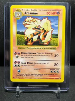 Arcanine 23/102 Pokemon 1999 Shadowless Base Set LP - Image 1