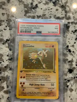 1999 Pokemon Fossil Hitmonlee #7 1st Edition Holo PSA 7 Freshly graded♨♨♨ - Image 4