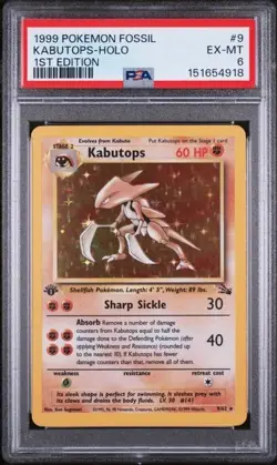 1999 POKEMON FOSSIL #9 KABUTOPS-HOLO 1ST EDITION PSA 6 - Image 2