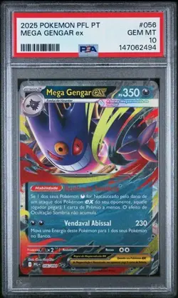 2025 POKEMON PFL EN-PHANTASMAL FLAMES #056 MEGA GENGAR EX PSA 10 PORTUGUESE - Image 1