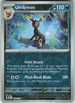 Pokemon Umbreon Uncommon SV03: Obsidian Flames 130/197 NM - Image 1