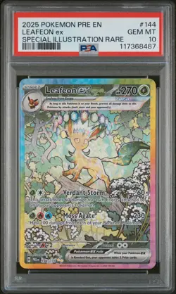 2025 POKEMON PRE EN-PRISMATIC EVOLUTIONS #144 LEAFEON EX PSA 10 - Image 1