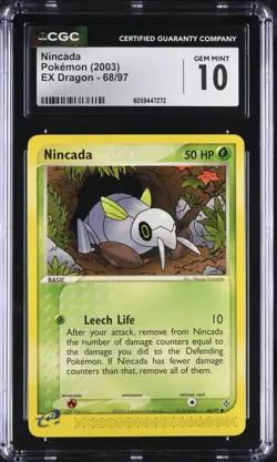 CGC 10 Nincada 68/97 EX Dragon 2003 Pokemon Card - Image 1