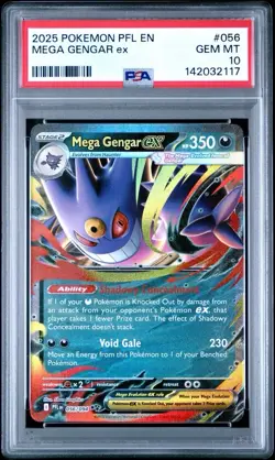 2025 Pokemon Phantasmal Flames # 056 Mega Gengar EX PSA 10 GEM MINT! Free Ship! - Image 1