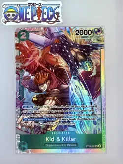 One Piece Card Game🏴‍☠COLOR: GREEN ST24-002 KID & KILLER SR FOIL NM ENGLISH - Image 1